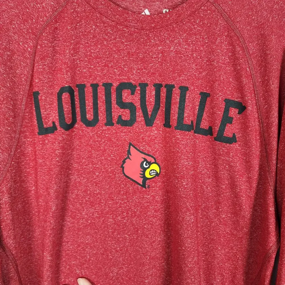 Adidas Mens Louisville Cardinals Shirt Size S Red Long Sleeve Spellout Climalite